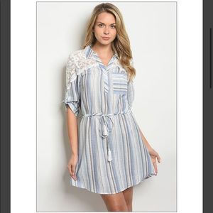 🛍 Brand new! Blue Lace Striped Dress